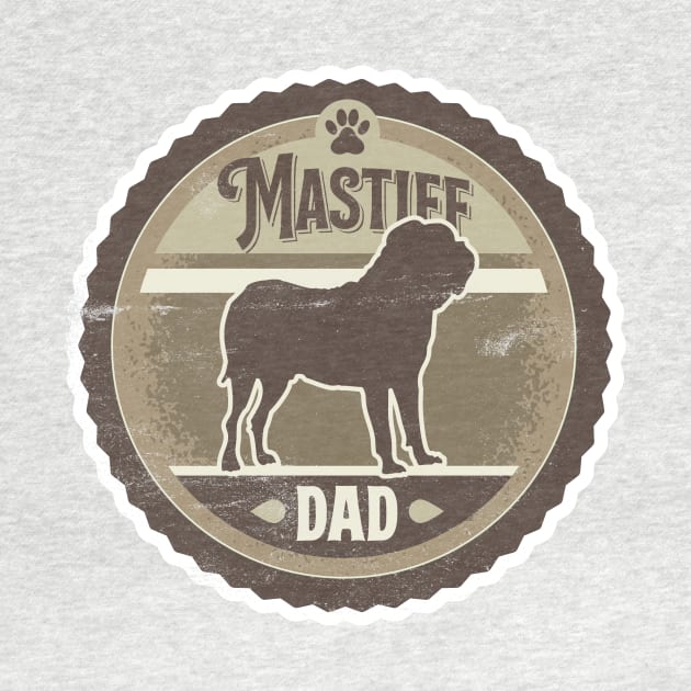 Mastiff Dad - Distressed Dogue de Bordeaux Silhouette Design by DoggyStyles